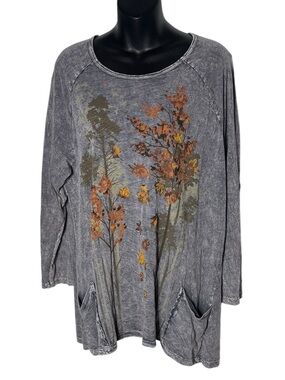 Jess & Jane women’s xl long sleeve tree print pocket shirt heathered